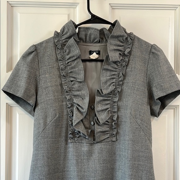 J. Crew Madeline Wool Blend Gray Ruffle Cap Short Sleeve Mini Dress - Size 2 - Picture 3 of 12